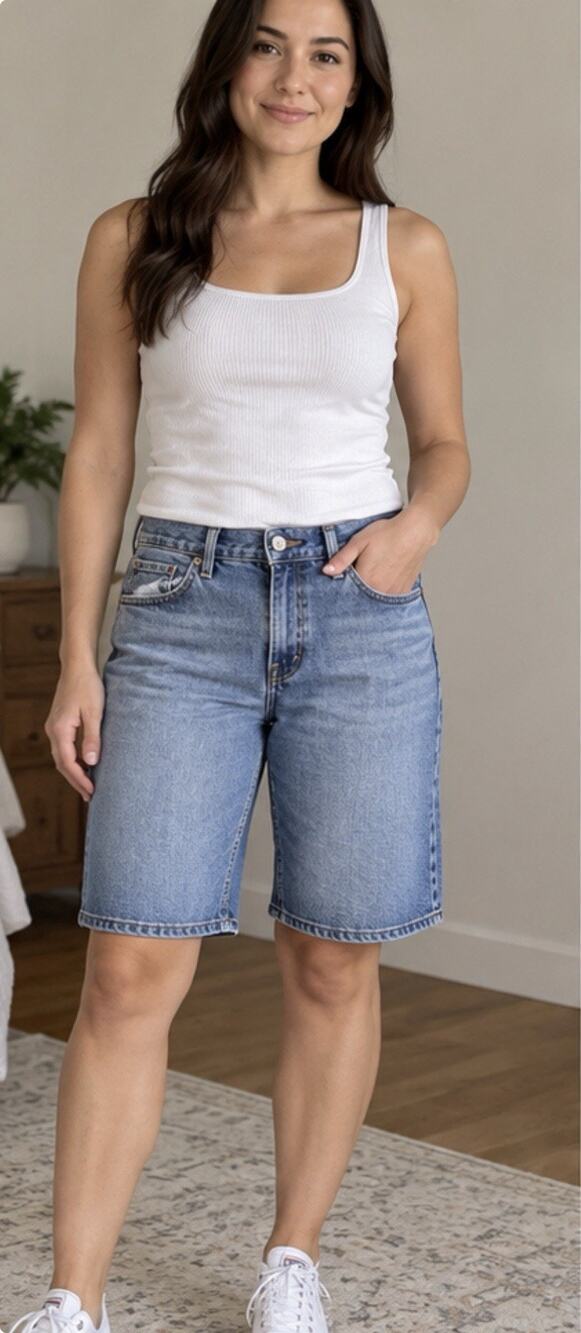 Levi’s Bermuda Shorts Womens 28 Blue Medium Wash Denim Long Jean Shorts